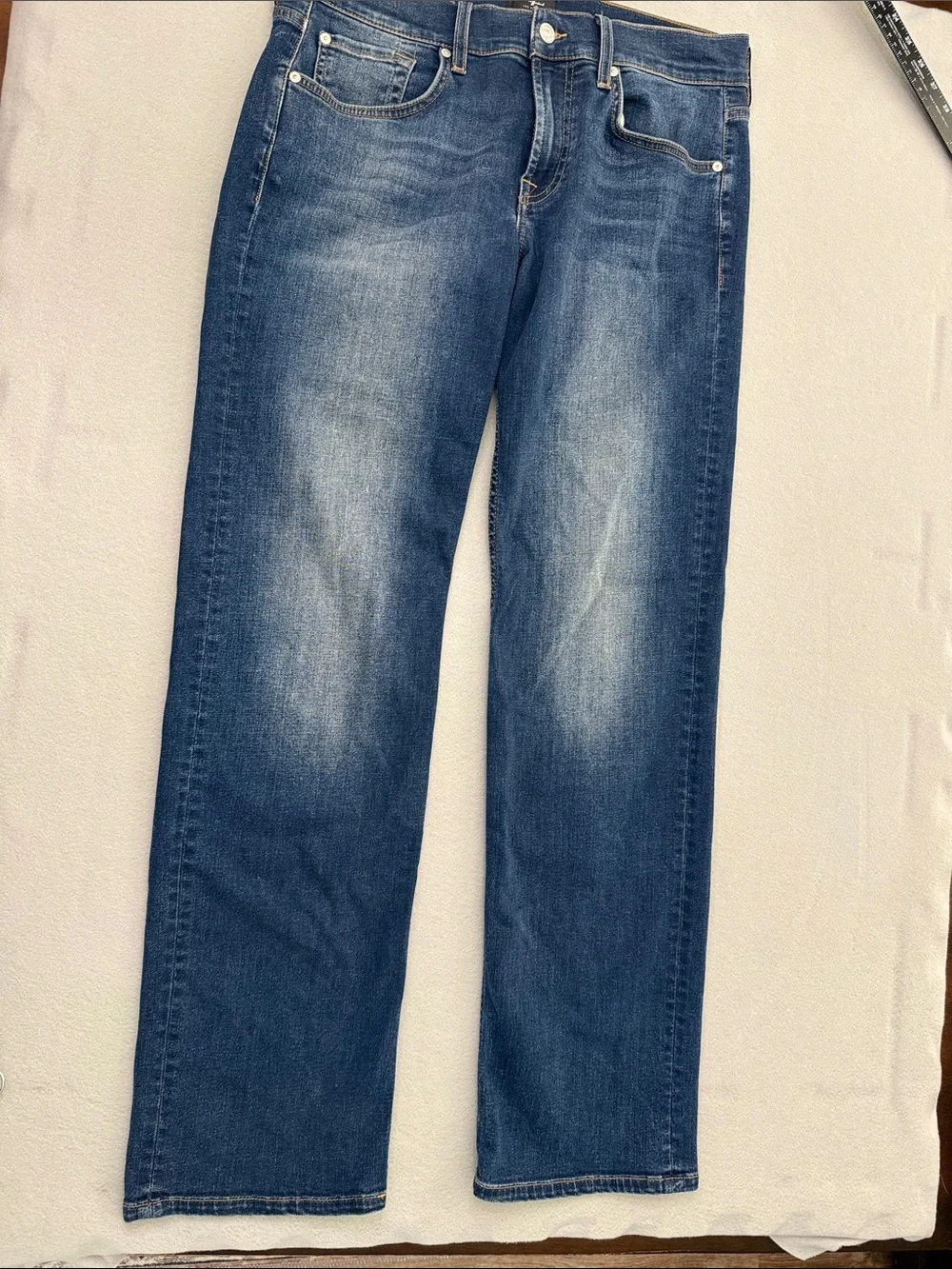 7 For All Mankind Dark Blue Relaxed Straight Leg Jeans 32x32